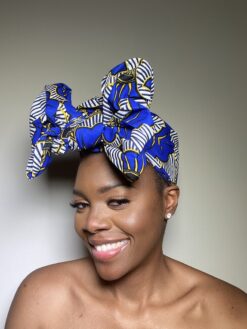 Blue Flower Ankara African Print Headwrap