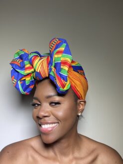 Blue Kente Ankara African Print Headwrap