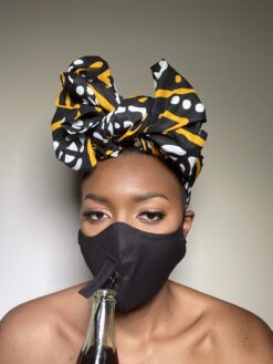 Plain Black Drinking Face Mask with Straw Hole