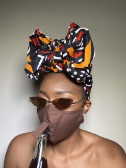 Plain Brown Drinking Face Mask with Straw Hole