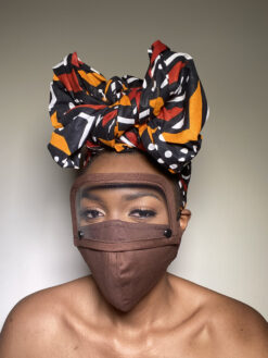 Plain Brown Face Mask with Detachable Eye Shield