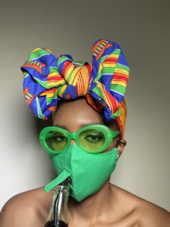 Plain Green Drinking Face Mask with Straw Hole