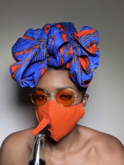 Plain Orange Drinking Face Mask with Straw Hole