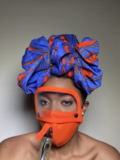 Plain Orange Face Mask with Detachable Eye Shield and Straw Hole