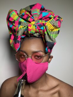 Plain Pink Drinking Face Mask with Straw Hole
