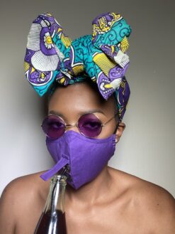 Plain Purple Drinking Face Mask with Straw Hole