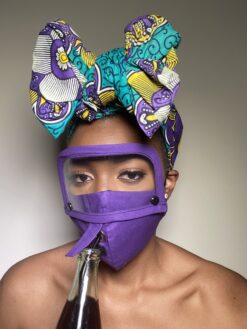 Plain Purple Face Mask with Detachable Eye Shield and Straw Hole