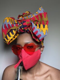 Plain Red Drinking Face Mask with Straw Hole