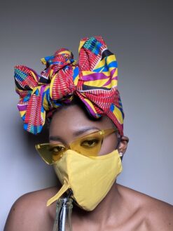 Plain Yellow Drinking Face Mask with Straw Hole