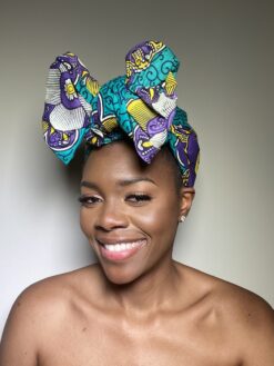 Purple Flower Ankara African Print Headwrap