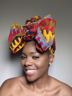 Red Zig Zag Ankara African Print Headwrap
