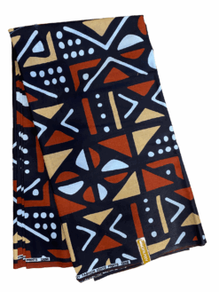 Black Brown White Tan Yiri Boulou Mud Cloth Ankara African Print Fabric 6 Yards