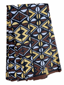 Brown Tan Black White Triangle Seeds Cowry Mud Cloth Ankara African Print Fabric 6 Yards