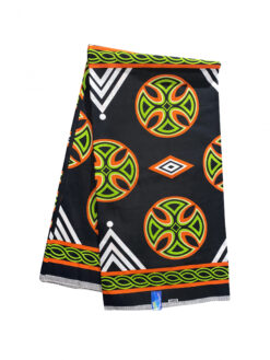 Black Orange Green White Circle Triangle Anchor Atoghu Toghu Bamenda Bamileke Cameroon Ankara African Print Fabric 6 Yards