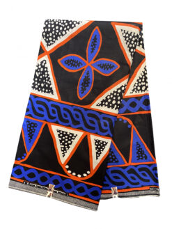 Black Red Blue White Four Petals Atoghu Toghu Bamenda Bamileke Cameroon Ankara African Print Fabric 6 Yards