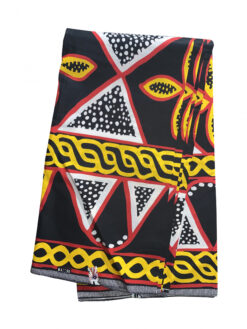 Black Red Yellow Black White Four Petals Atoghu Toghu Bamenda Bamileke Cameroon Ankara African Print Fabric 6 Yards