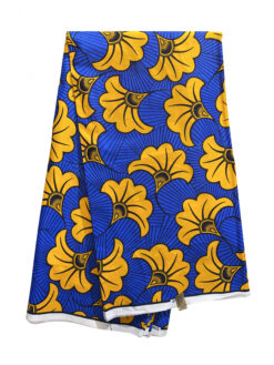 Blue Orange Black Floating Flower Rolls Royce Flowers Fleurs De Mariage Mgbolodi Ankara African Print Fabric 6 Yards