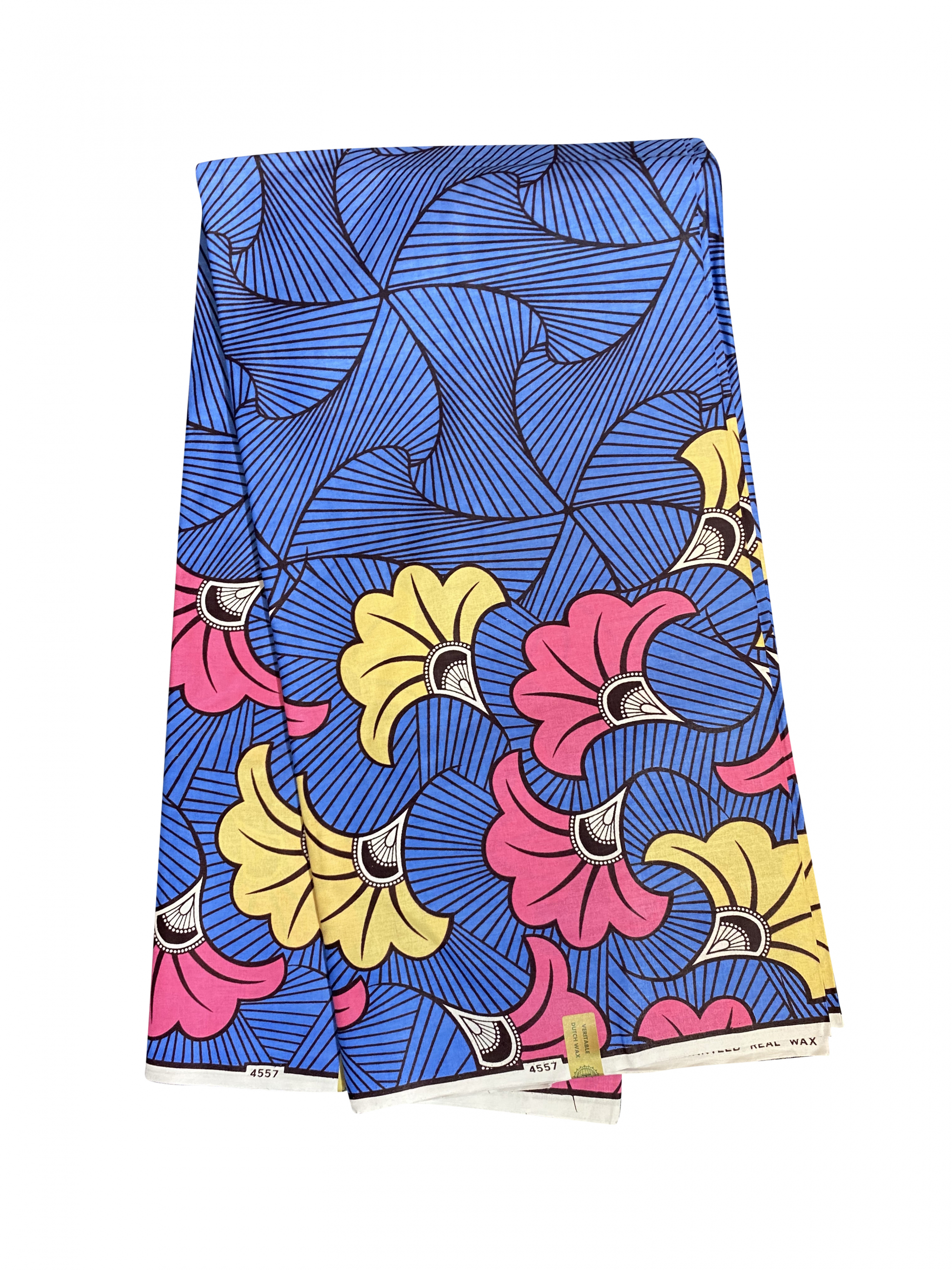 Blue Black Pink Yellow Spaced Out Flowers Rolls Royce Fleurs De Mariage Mgbolodi Ankara African Print Fabric 6 Yards