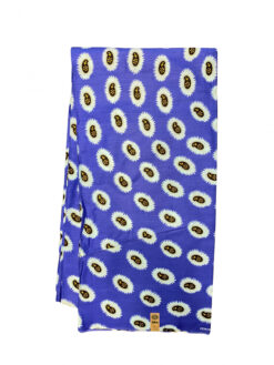 Blue White Black Yellow Beans Sprouted Ankara African Print Fabric 6 Yards