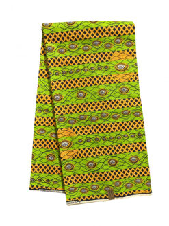 Green Yellow Black White Eyes Diamond Ankara African Print Fabric 6 Yards
