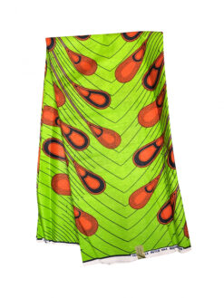 Green Orange Black Electric Bulb Peacock Feathers Spread Out Ankara African Print Fabric 6 Yards