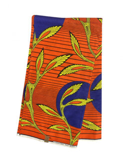 Orange Blue Yellow Black Grotto Papaya Ye Asa Ankara African Print Fabric 6 Yards
