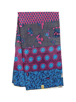 Pink Blue Flowers Birds Blocks Ankara African Print Fabric 6 Yards