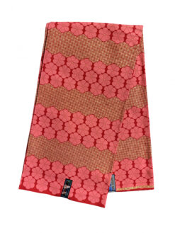 Pink Gold Rounded Flower Mini Squares Glitter Ankara African Print Fabric 6 Yards