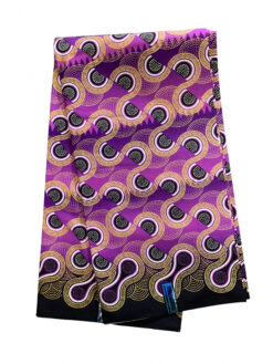 Purple Black White Half Circle Glitter Ankara African Print Fabric 6 Yards