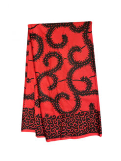 Red Black Big Macaroni Ankara African Print Fabric 6 Yards