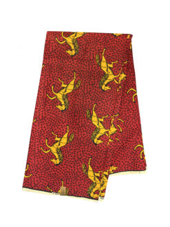 Red Yellow Black Horses Ankara African Print Fabric 6 Yards