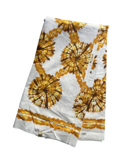 White Brown Tie Dye Bullseye Ankara African Print Fabric 6 Yards