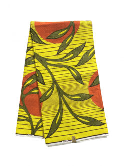 Yellow Olive Orange Grotto Papaya Ye Asa Ankara African Print Fabric 6 Yards