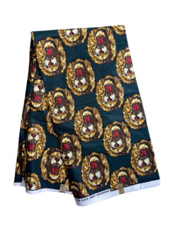 Black Brown White Red Isi Agu Lion Head Chieftaincy Ankara African Print Fabric 6 Yards