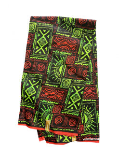 Black Red Green Swirl Mud Cloth Ankara African Print Fabric 6 Yards