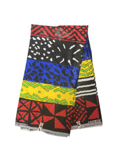 Black Red Yellow Green Blue Stacked Mud Cloth Ankara African Print Fabric 6 Yards