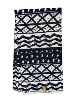 Black White Stacked Mud Cloth Ankara African Print Fabric 6 Yards