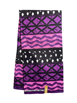Black Purple White Stacked Mud Cloth Ankara African Print Fabric 6 Yards
