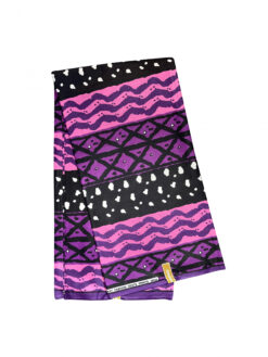 Black Purple Black White Mud Cloth Ankara African Print Fabric 6 Yards