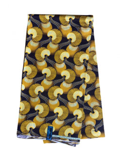 Black Yellow Silver Beans Glitter Ankara African Print Fabric 6 Yards