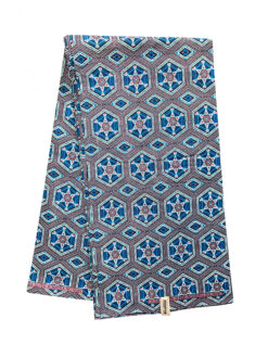 Blue Pink Black Pentagon Glitter Ankara African Print Fabric 6 Yards