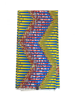 Blue Yellow Red White Black Pikes Ankara African Print Fabric 6 Yards