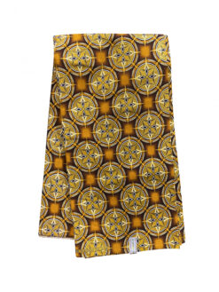 Brown Gold Circle Spikes Gleam Glitter Ankara African Print Fabric 6 Yards