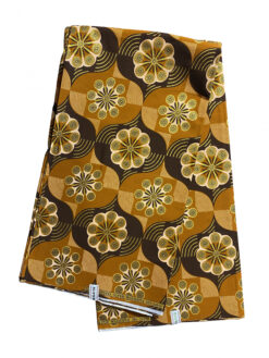 Brown Gold Concentric Circles Ankara African Print Fabric 6 Yards