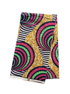 Brown Pink Green Black White Connected Sea Shell Ankara African Print Fabric 6 Yards