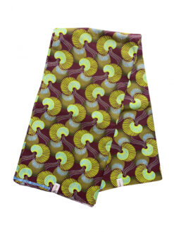 Brown Yellow Silver Beans Glitter Ankara African Print Fabric 6 Yards