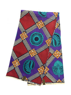 Red Burgundy Purple Teal Orange Black White Diamond Java Sea Shell Ankara African Print Fabric 6 Yards