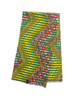 Green Yellow Orange White Black Pikes Ankara African Print Fabric 6 Yards