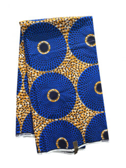Orange Blue Black White Grande Target Plaque Nsu Bura African Ankara Print Fabric 6 Yards