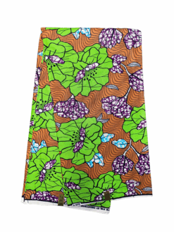 Orange Green Purple Blue Black White Flower Butterfly Ankara African Print Fabric 6 Yards